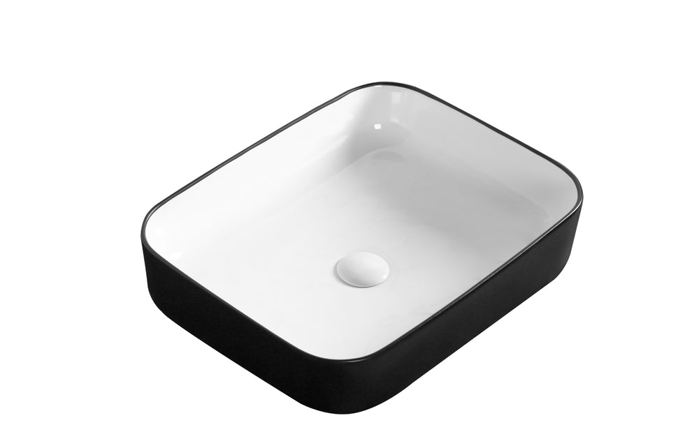 INFINITY ABOVE COUNTER BASIN RECTANGULAR GLOSS BLACK / WHITE 500MM