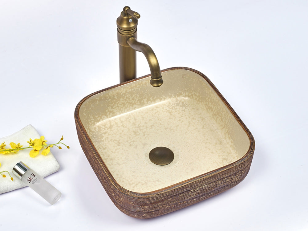 INFINITY ABOVE COUNTER BASIN SQUARE PORCELAIN 390MM