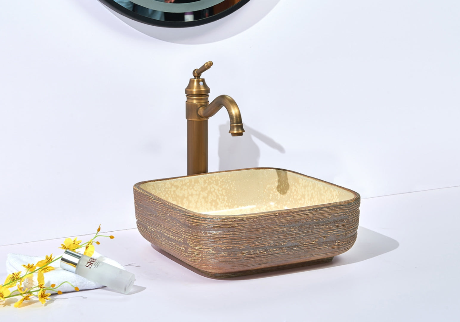 INFINITY ABOVE COUNTER BASIN SQUARE PORCELAIN 390MM