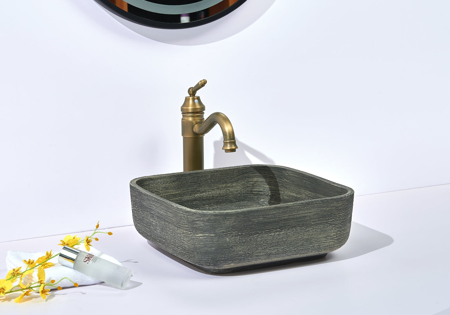 INFINITY ABOVE COUNTER BASIN SQUARE PORCELAIN 390MM