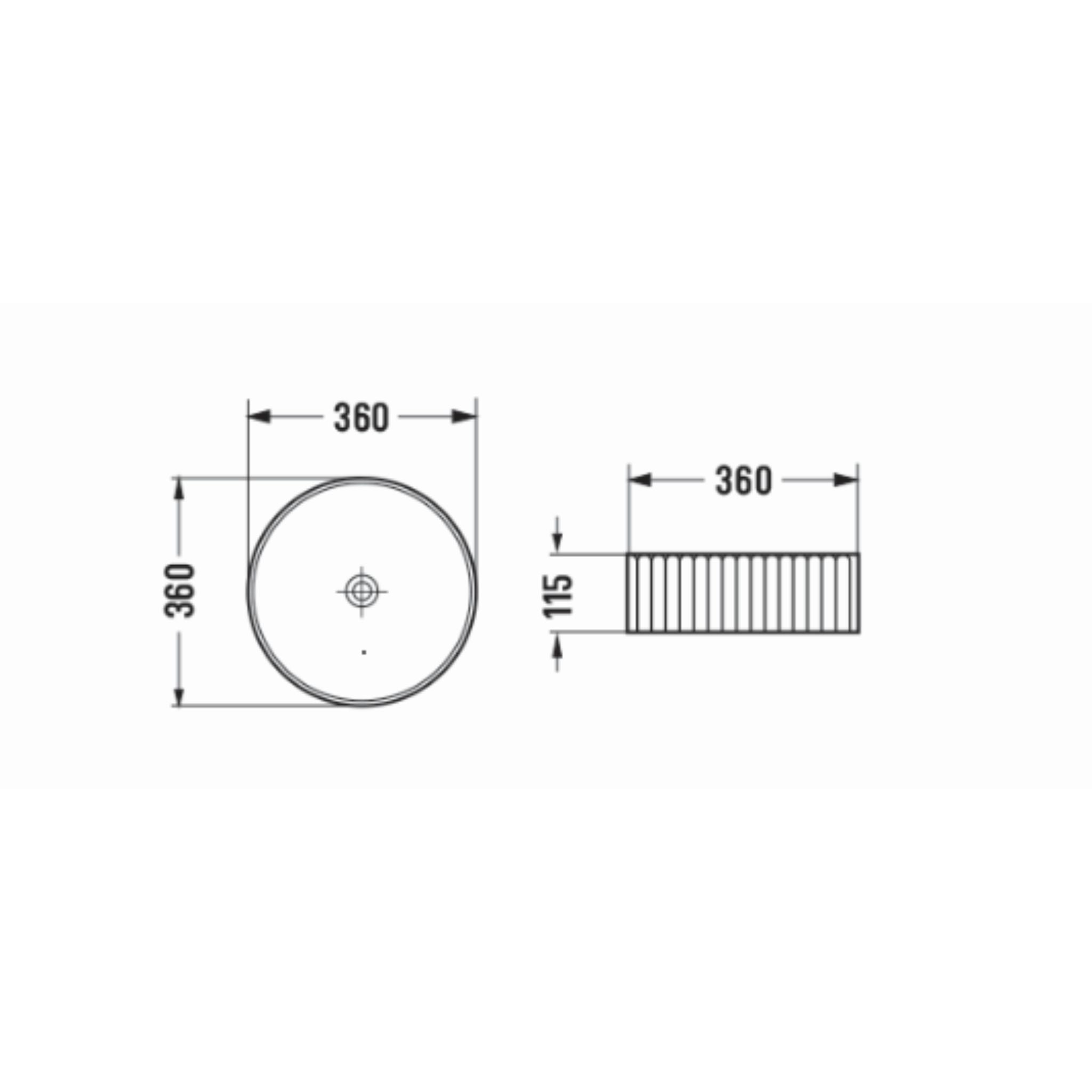 INFINITY ABOVE COUNTER CERAMIC BASIN ROUND GLOSS WHITE 360MM