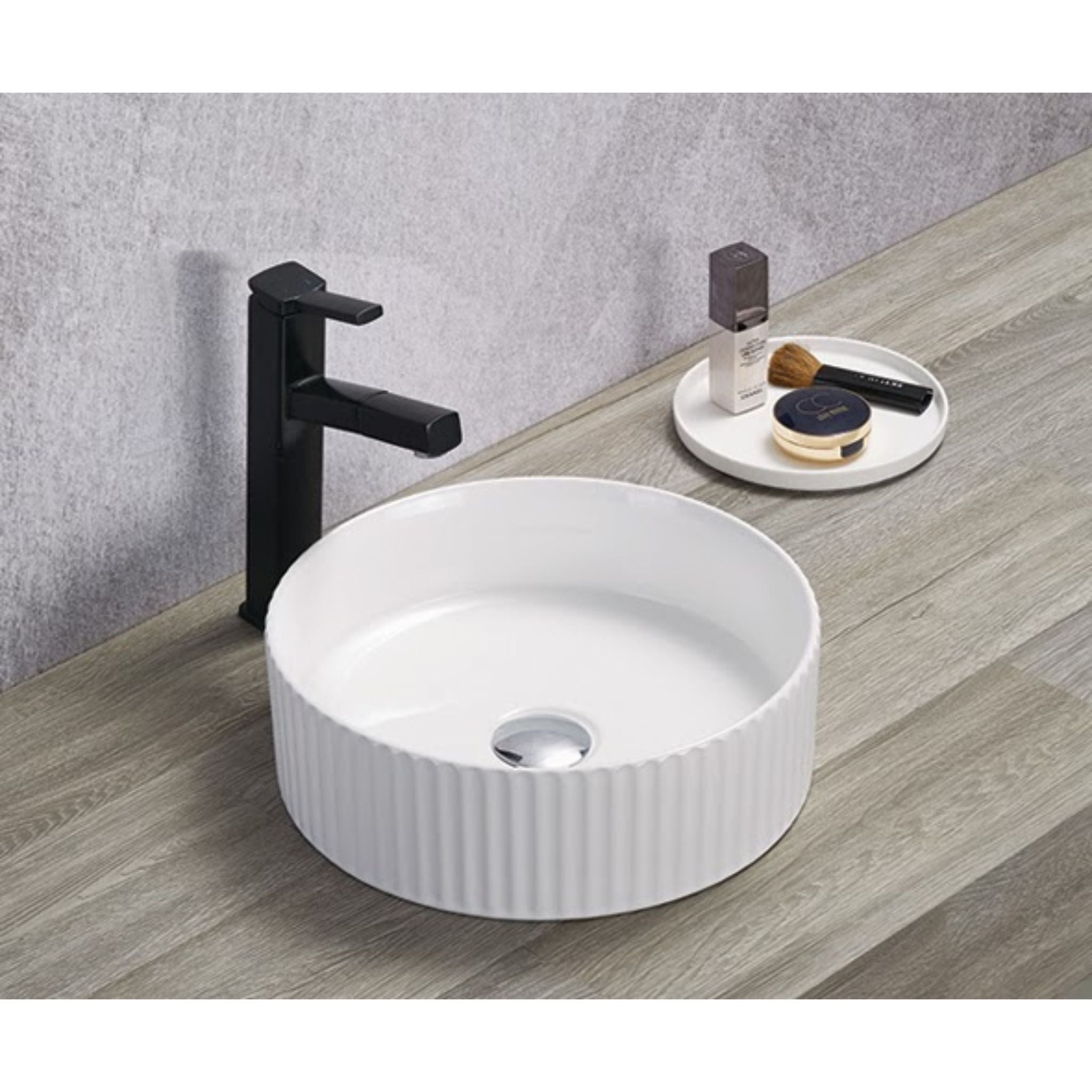 INFINITY ABOVE COUNTER CERAMIC BASIN ROUND GLOSS WHITE 360MM