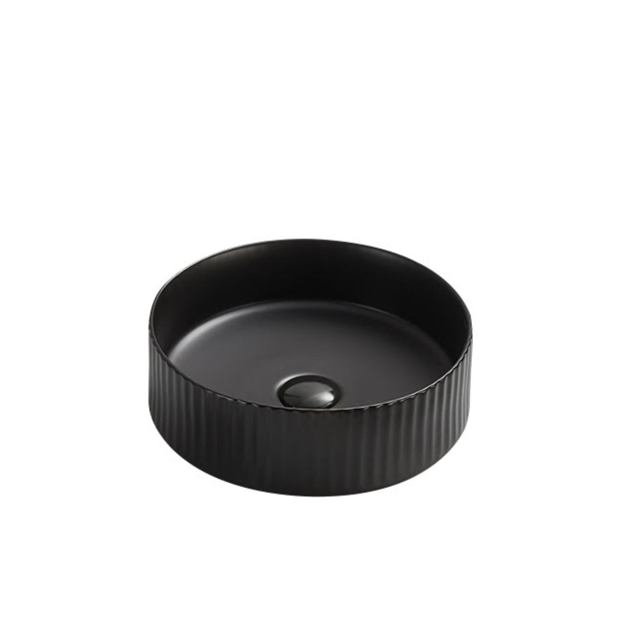 INFINITY ABOVE COUNTER CERAMIC BASIN ROUND MATTE BLACK 360MM