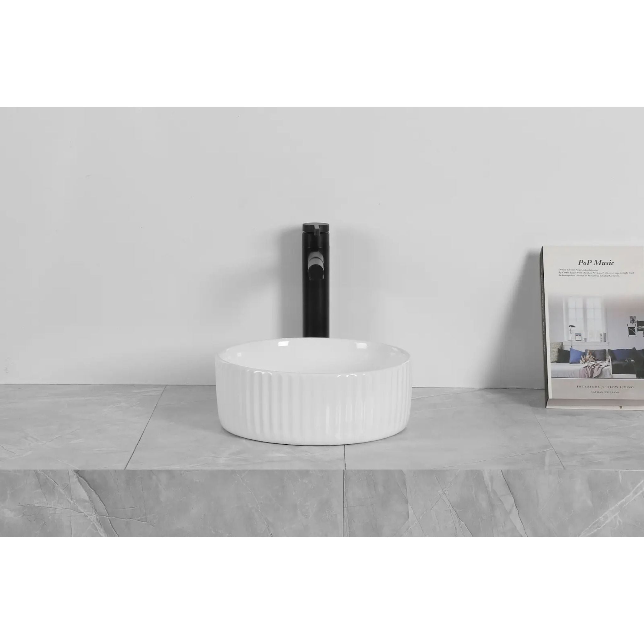 INFINITY ABOVE COUNTER CERAMIC BASIN ROUND GLOSS WHITE 300MM