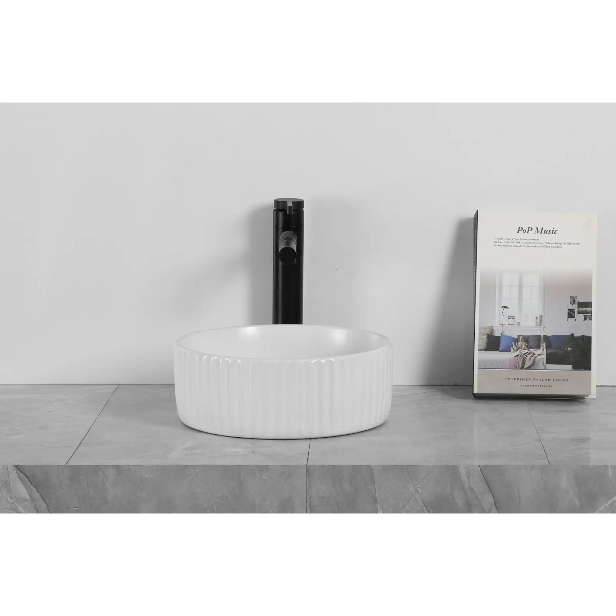 INFINITY ABOVE COUNTER CERAMIC BASIN ROUND MATTE WHITE 300MM