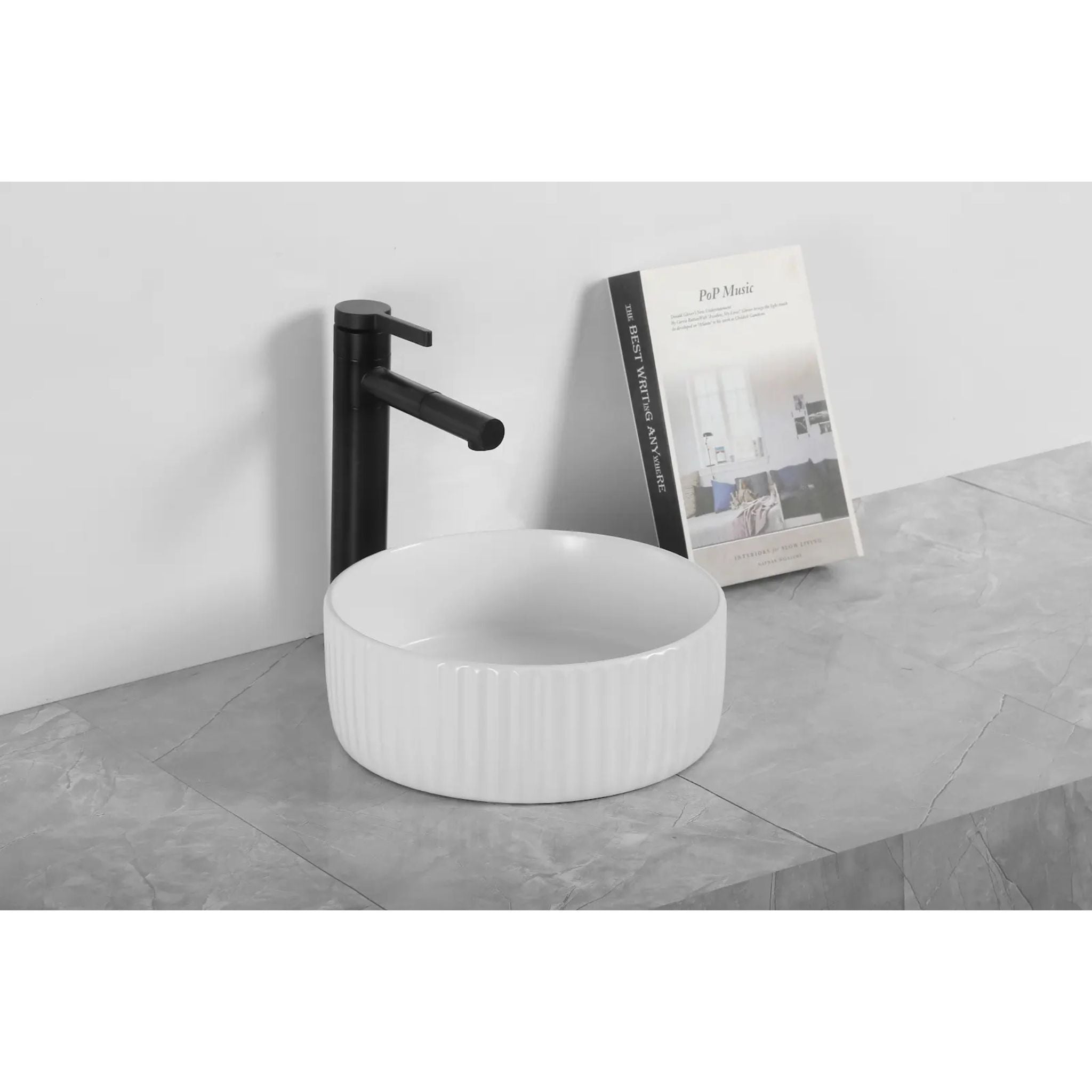 INFINITY ABOVE COUNTER CERAMIC BASIN ROUND MATTE WHITE 300MM