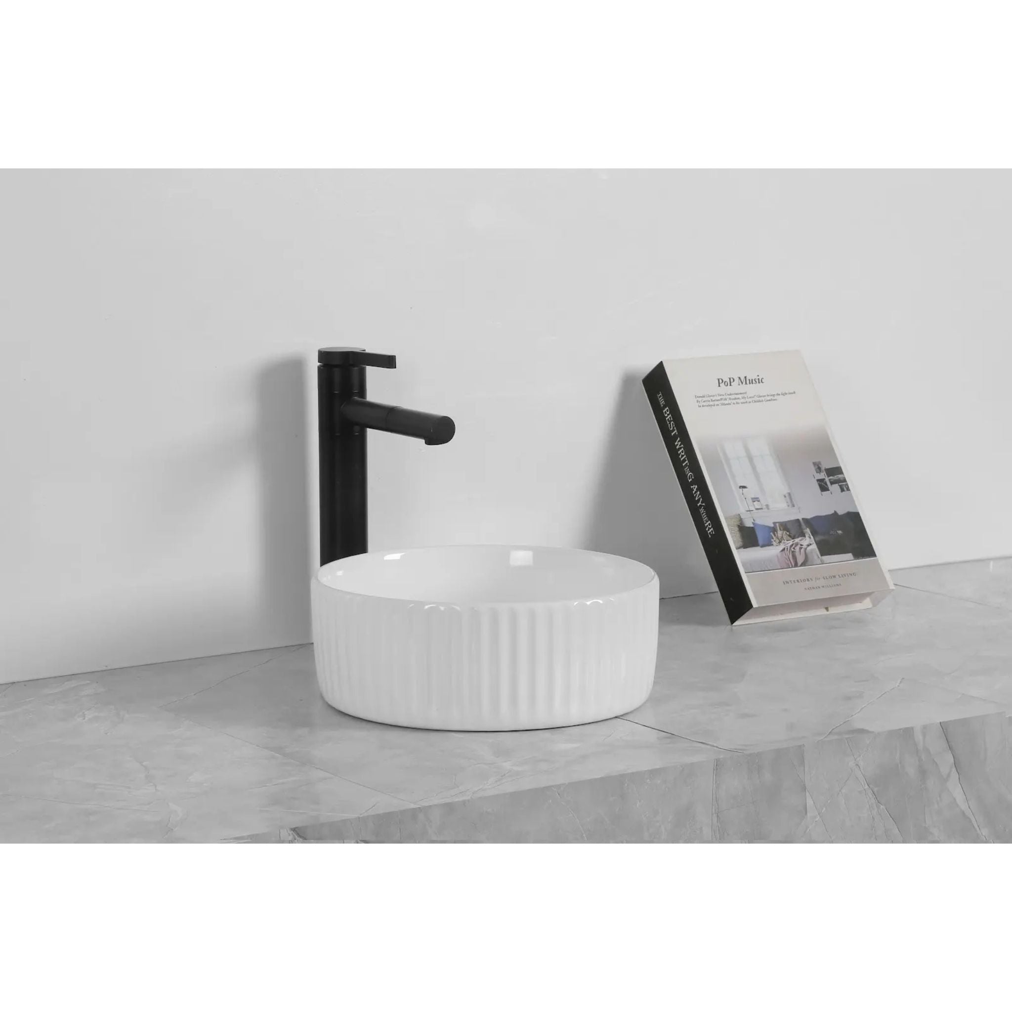 INFINITY ABOVE COUNTER CERAMIC BASIN ROUND GLOSS WHITE 300MM