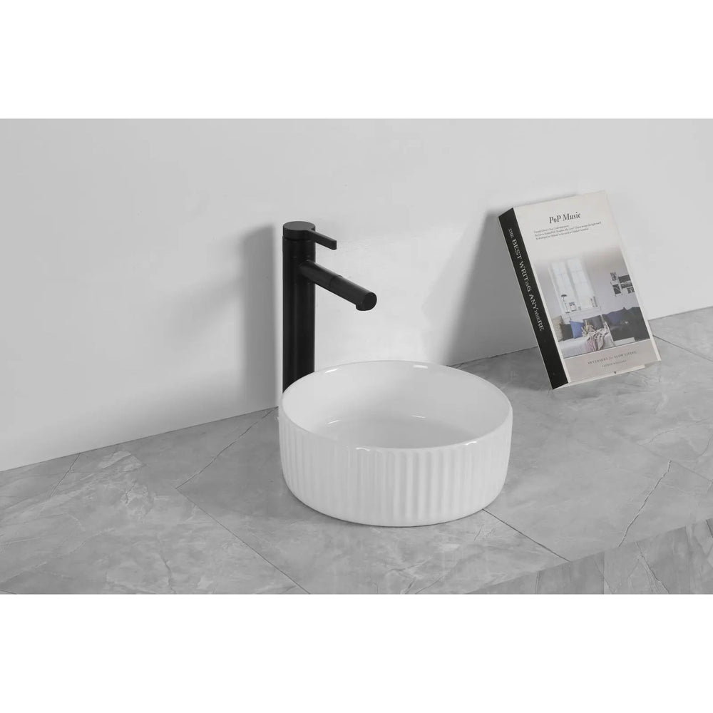 INFINITY ABOVE COUNTER CERAMIC BASIN ROUND GLOSS WHITE 300MM