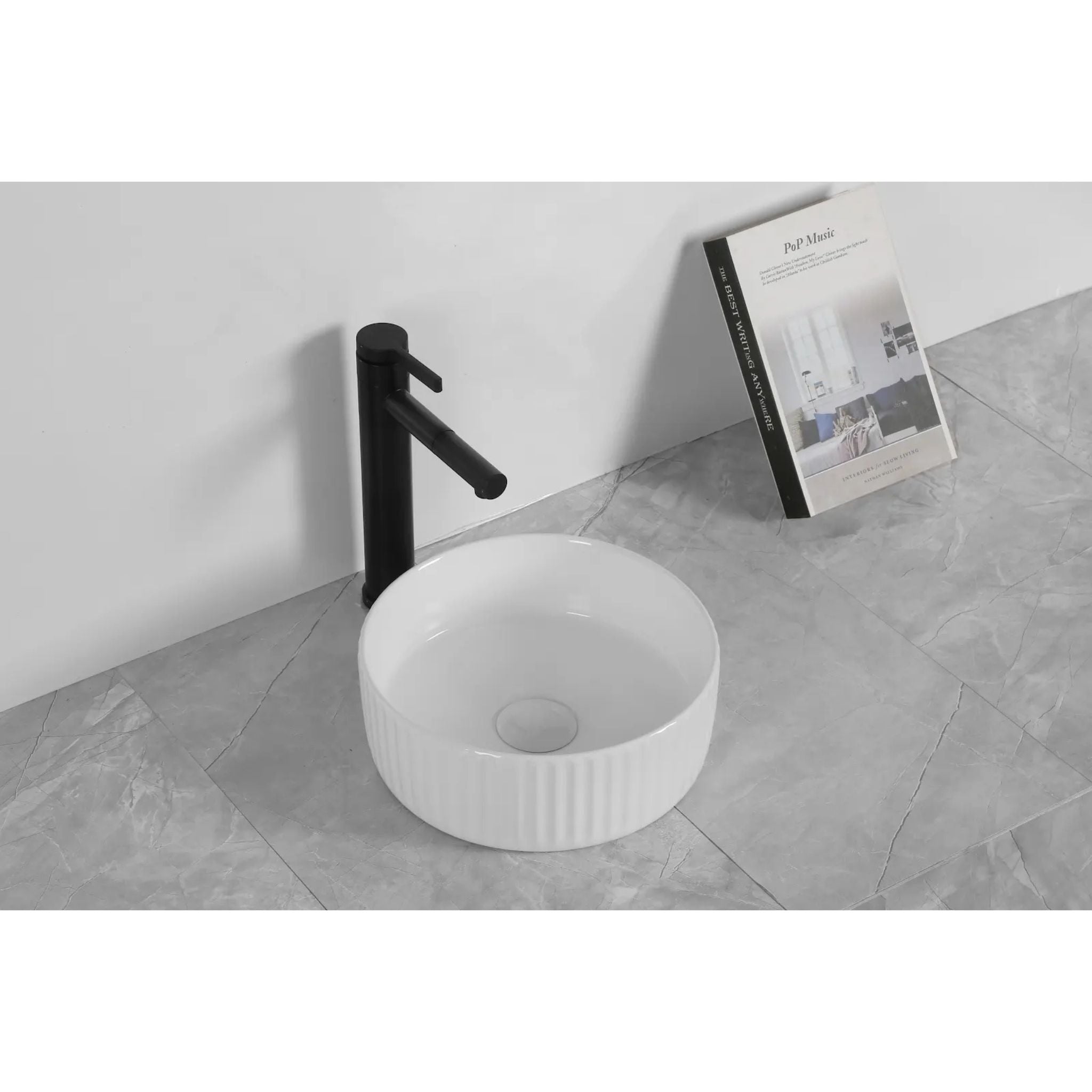 INFINITY ABOVE COUNTER CERAMIC BASIN ROUND GLOSS WHITE 300MM