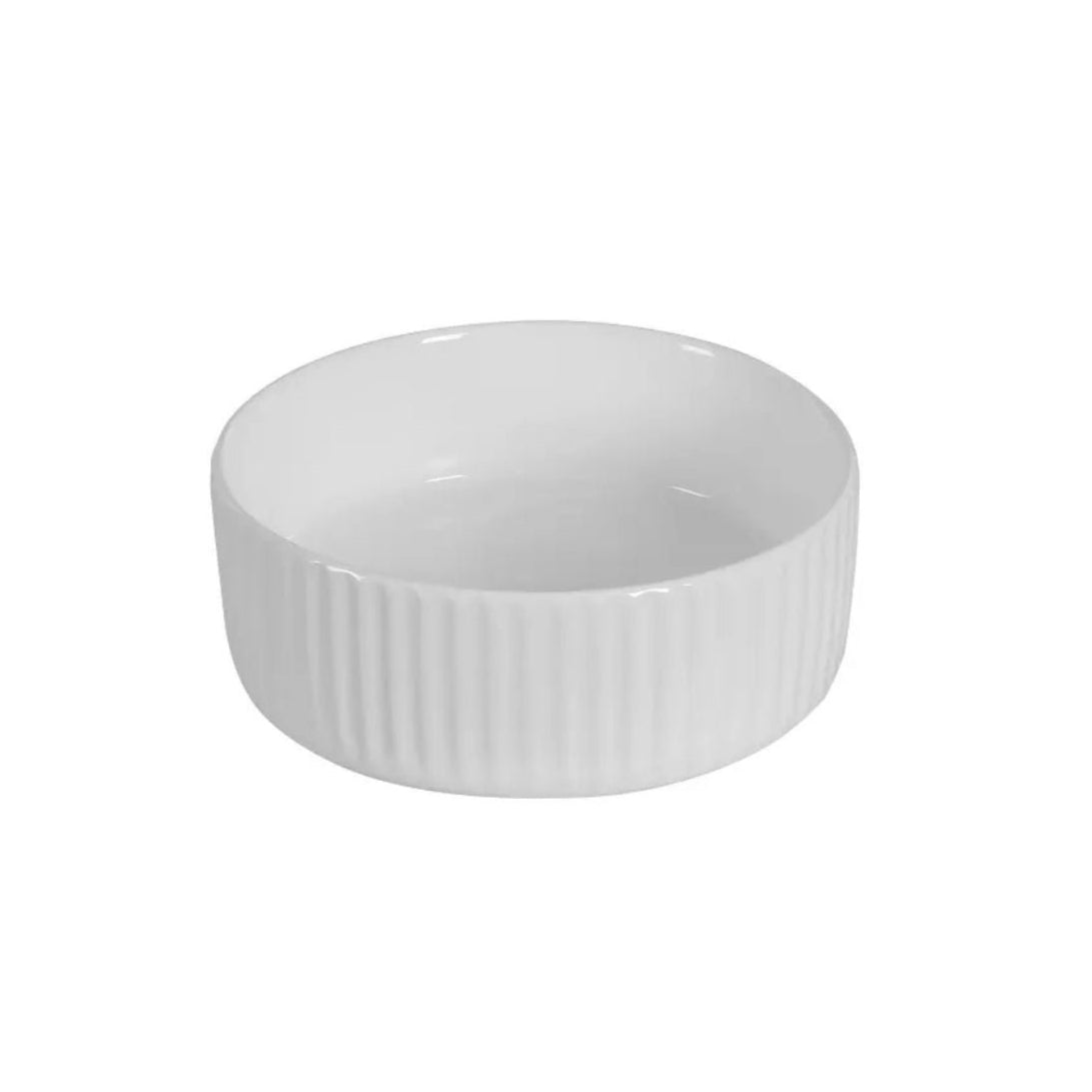 INFINITY ABOVE COUNTER CERAMIC BASIN ROUND GLOSS WHITE 300MM