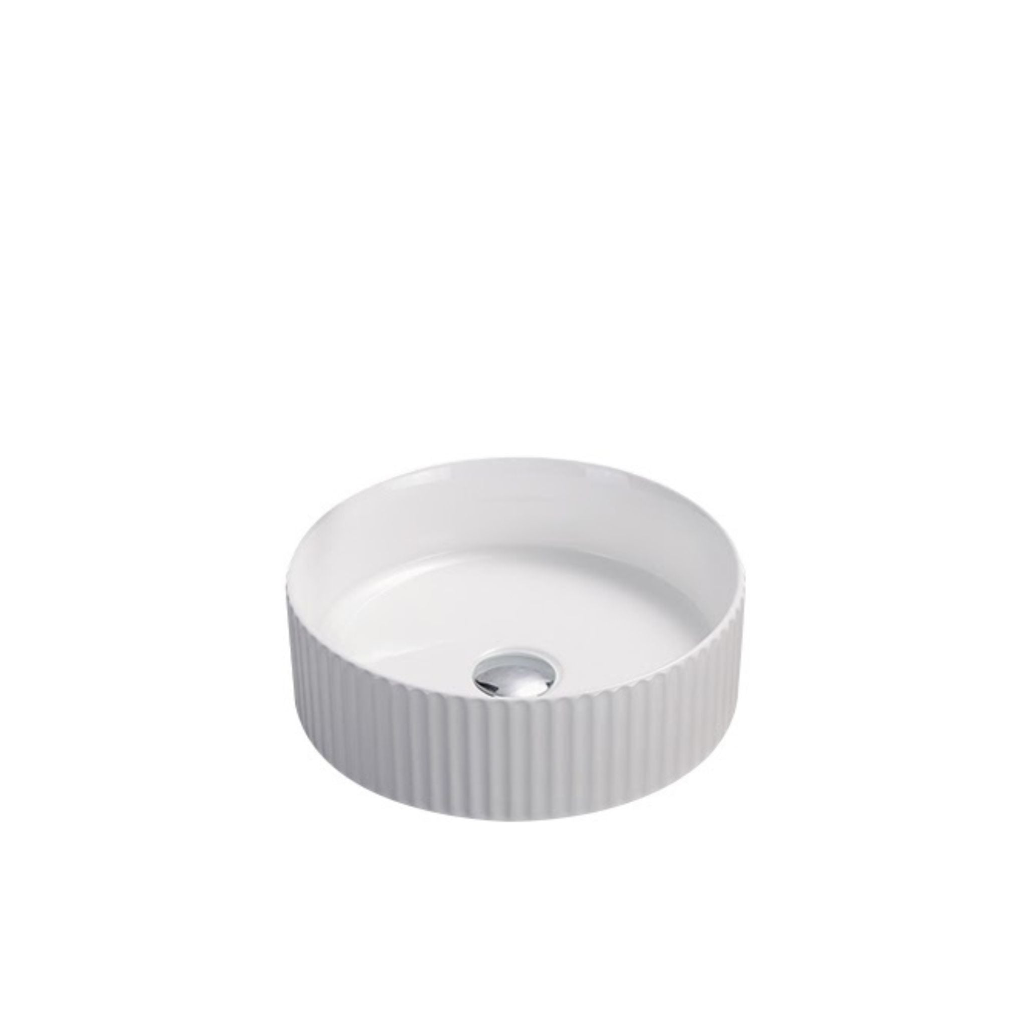 INFINITY ABOVE COUNTER CERAMIC BASIN ROUND GLOSS WHITE 360MM