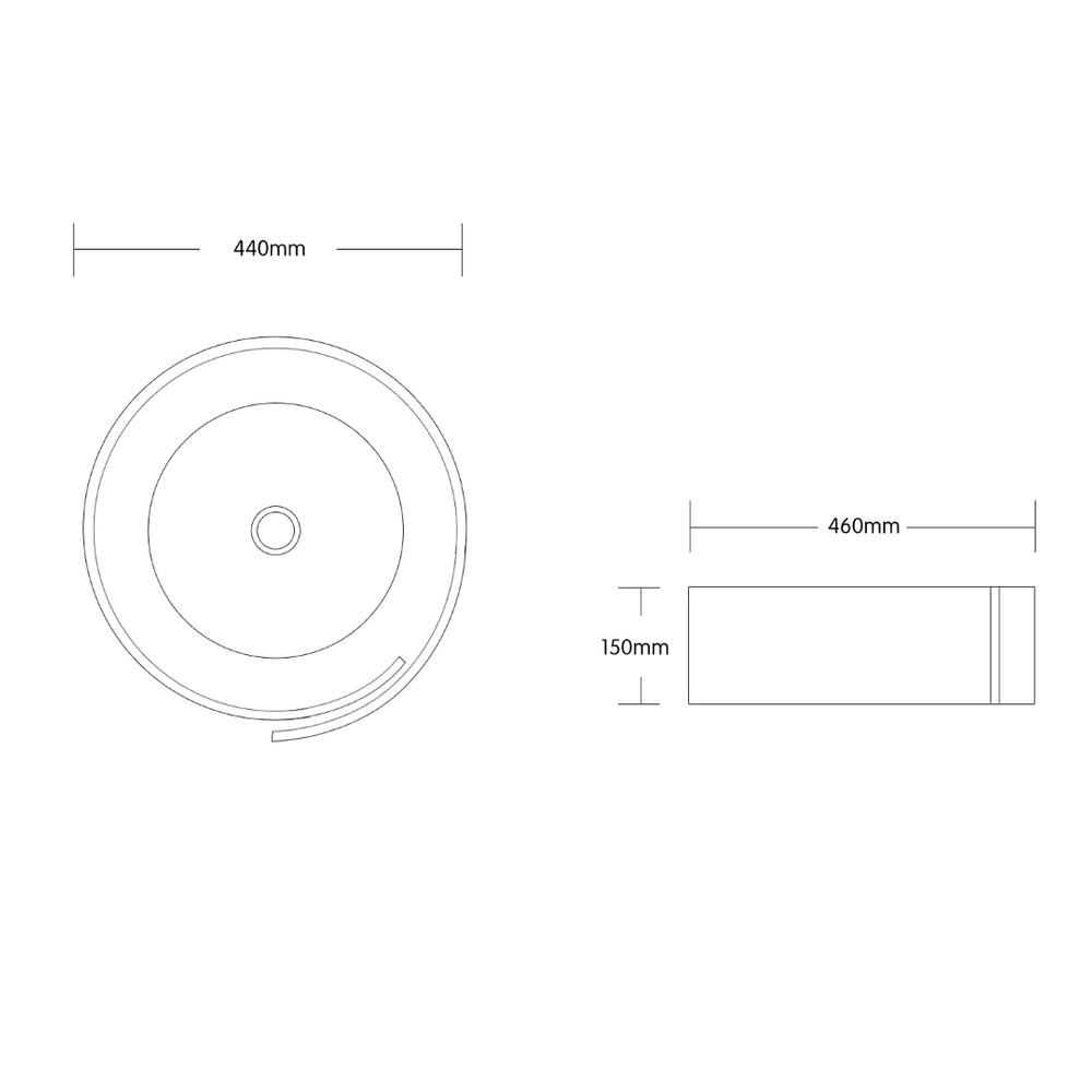 INFINITY ABOVE COUNTER BASIN ROUND GLOSS WHITE 440MM