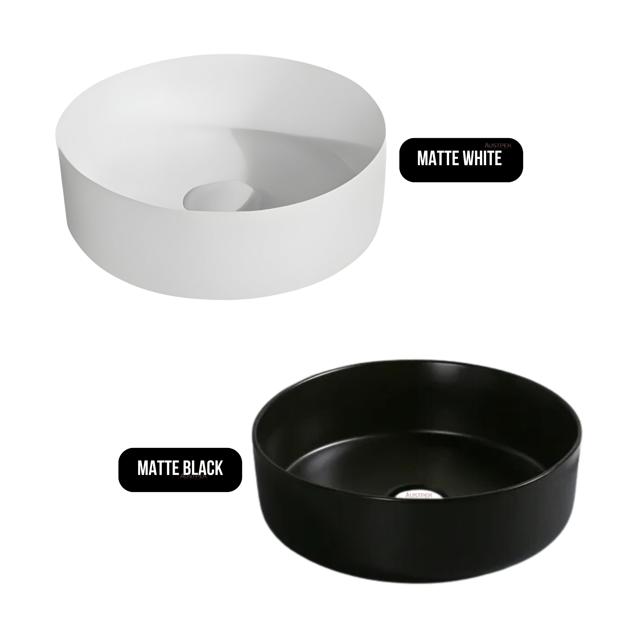 INFINITY CERAMIC BASIN ABOVE COUNTER ROUND GLOSS WHITE 310MM
