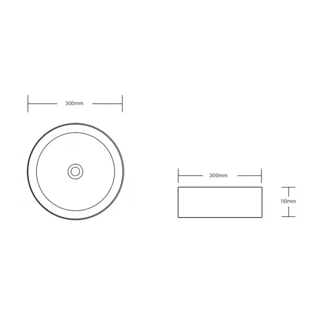 INFINITY CERAMIC BASIN ABOVE COUNTER ROUND MATTE WHITE 300MM