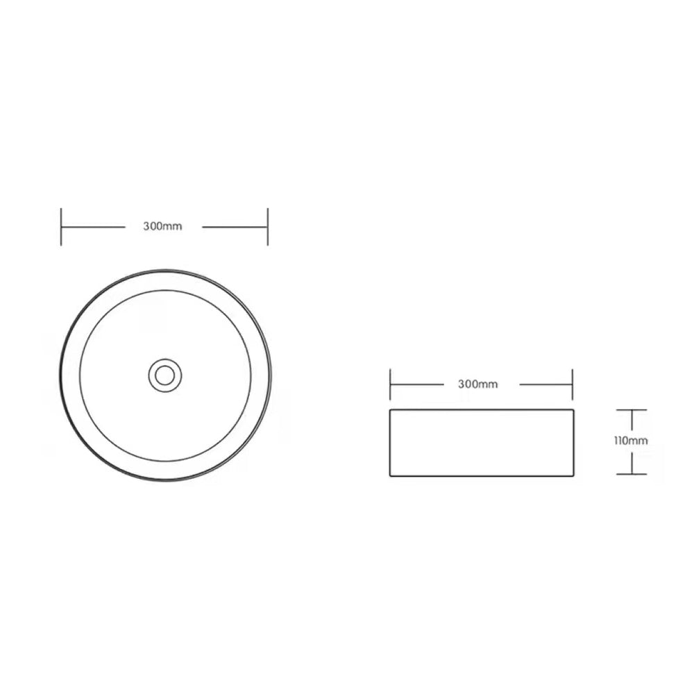INFINITY CERAMIC BASIN ABOVE COUNTER ROUND MATTE WHITE 300MM