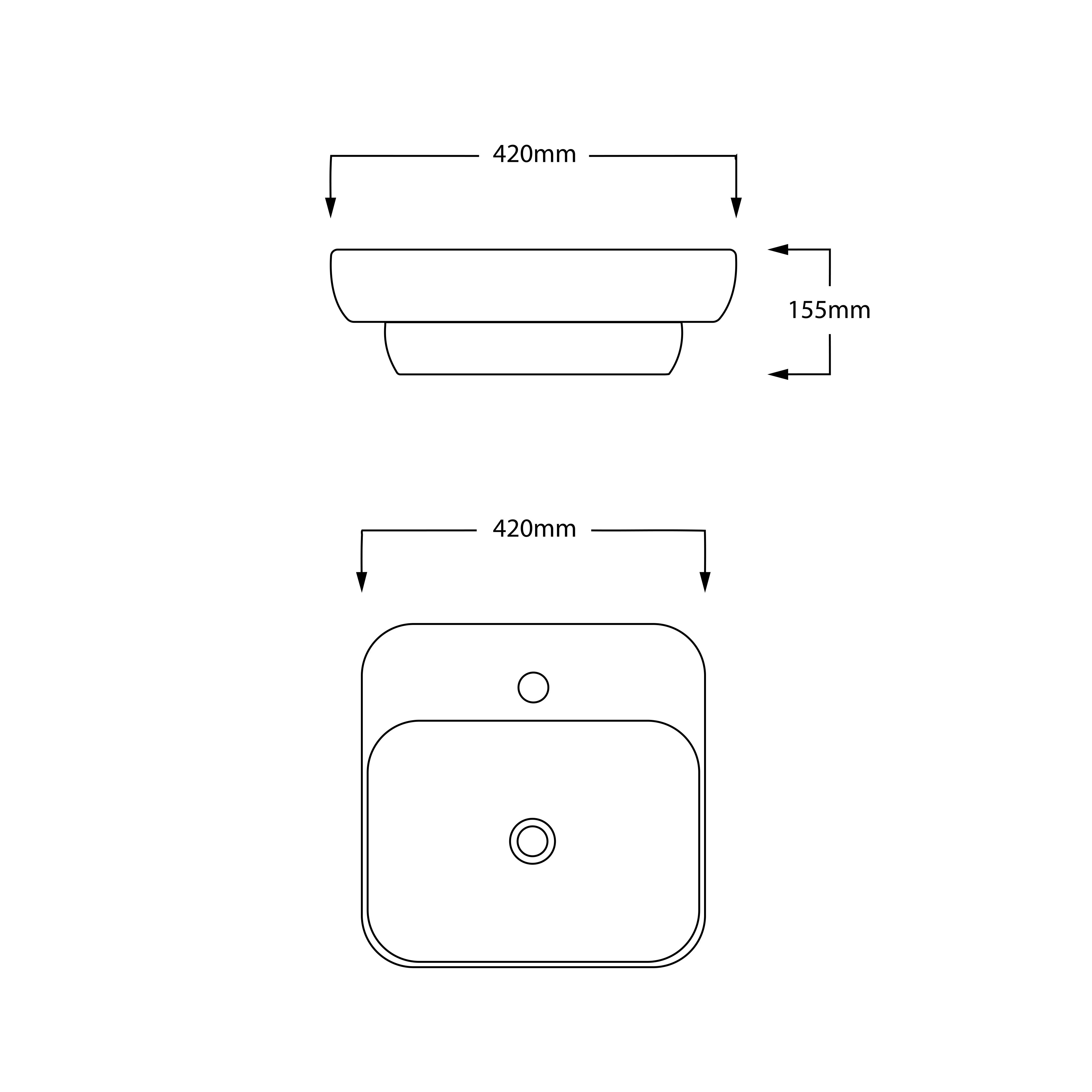 INFINITY CERAMIC ART BASIN DROP IN SQUARE GLOSS WHITE 420MM