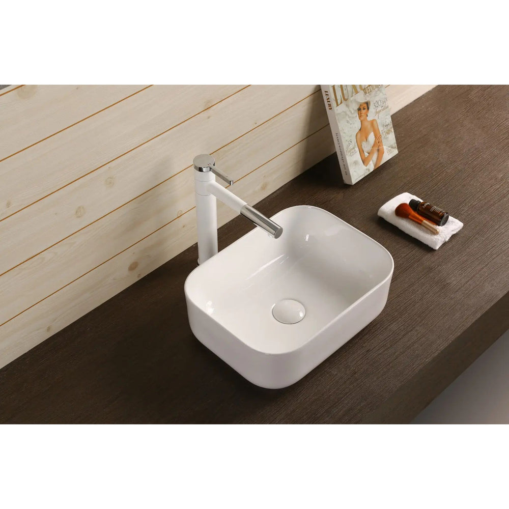 INFINITY ABOVE COUNTER CERAMIC BASIN RECTANGULAR GLOSS WHITE 400MM