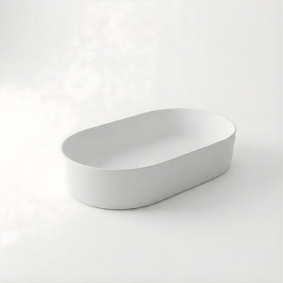 INFINITY CERAMIC BASIN ABOVE COUNTER OVAL MATTE WHITE 520MM