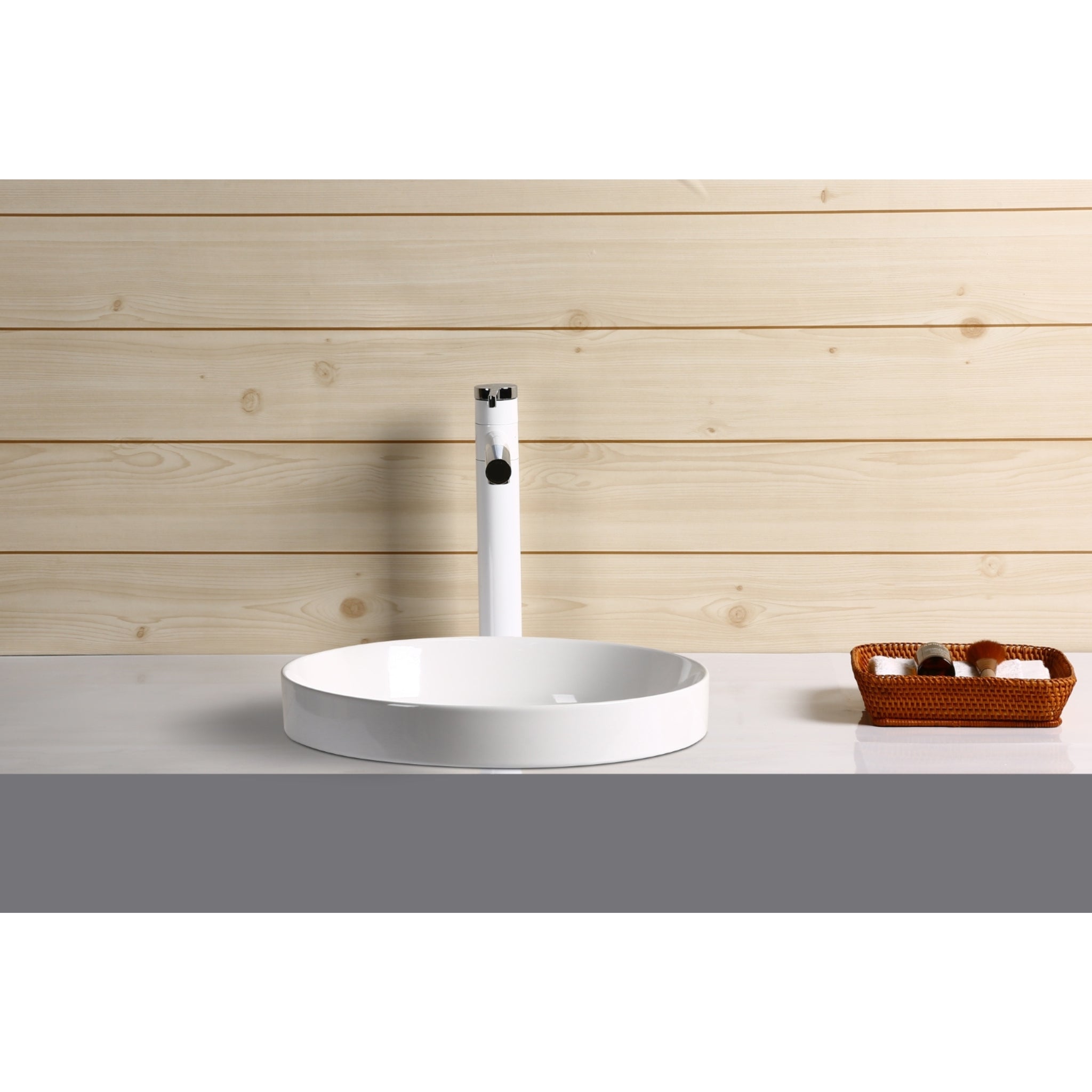 INFINITY ABOVE COUNTER AND DROP-IN CERAMIC BASIN ROUND GLOSS WHITE 360MM