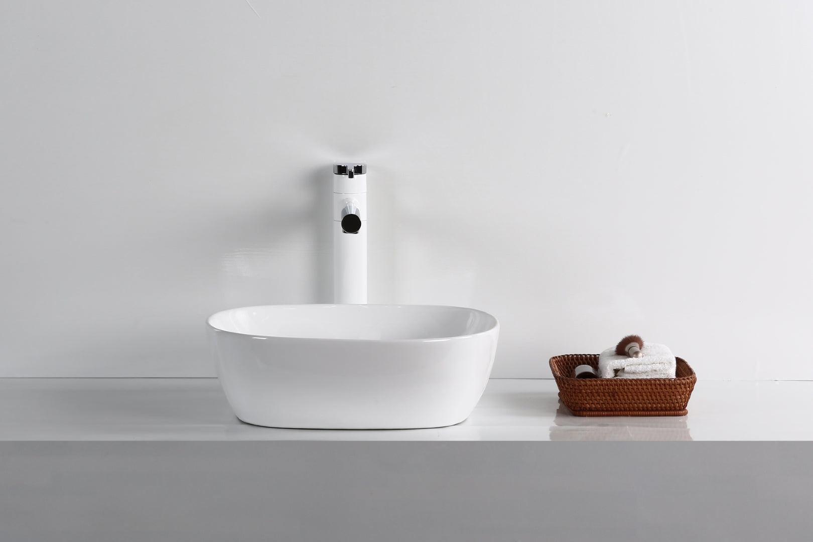 INFINITY CERAMIC BASIN ABOVE COUNTER SQUARE GLOSS WHITE 375MM