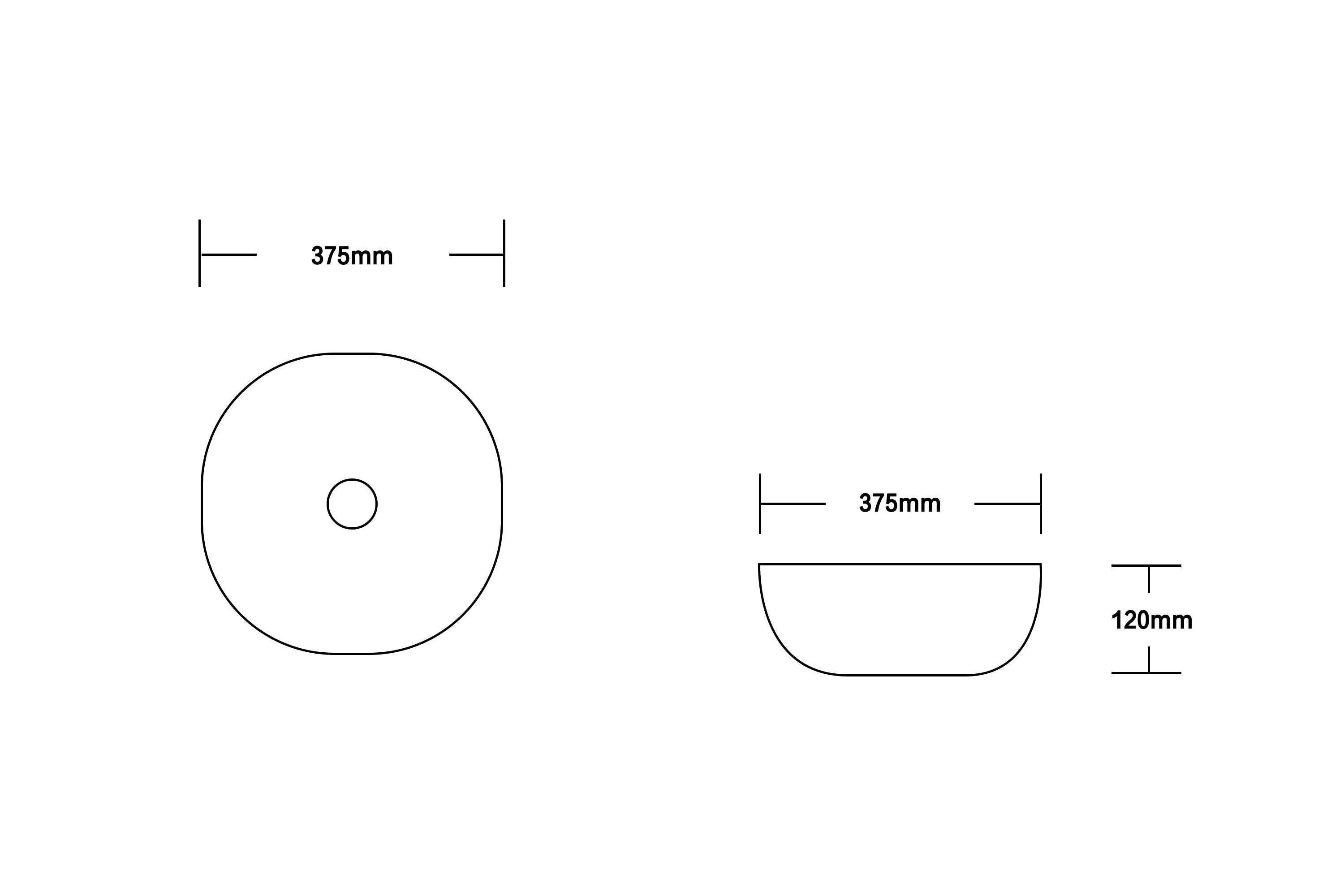 INFINITY CERAMIC BASIN ABOVE COUNTER SQUARE GLOSS WHITE 375MM