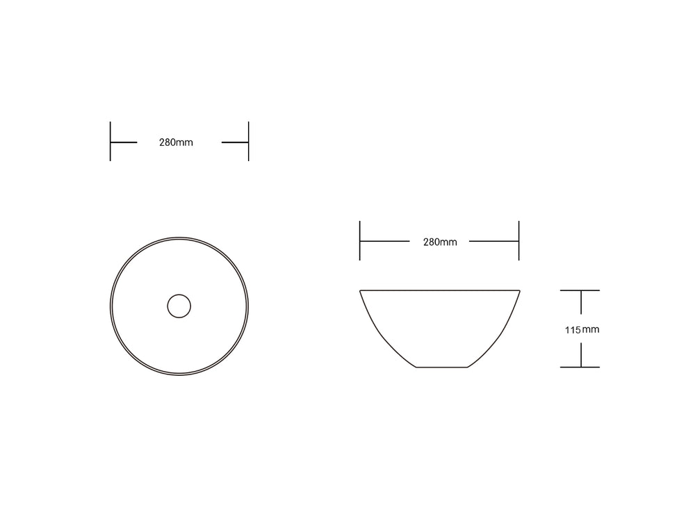 INFINITY CERAMIC BASIN ABOVE COUNTER ROUND GLOSS WHITE 280MM