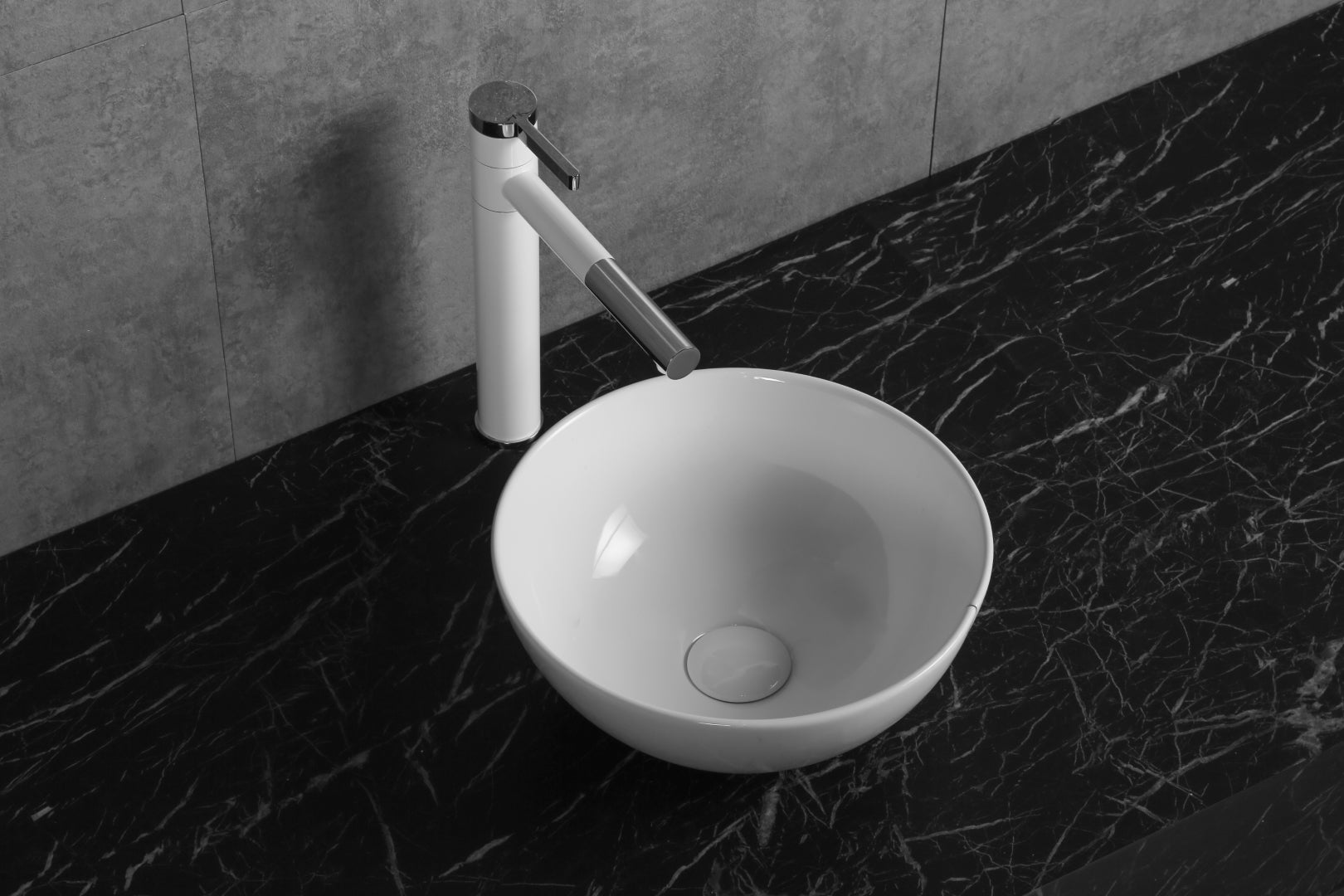 INFINITY CERAMIC BASIN ABOVE COUNTER ROUND GLOSS WHITE 320MM
