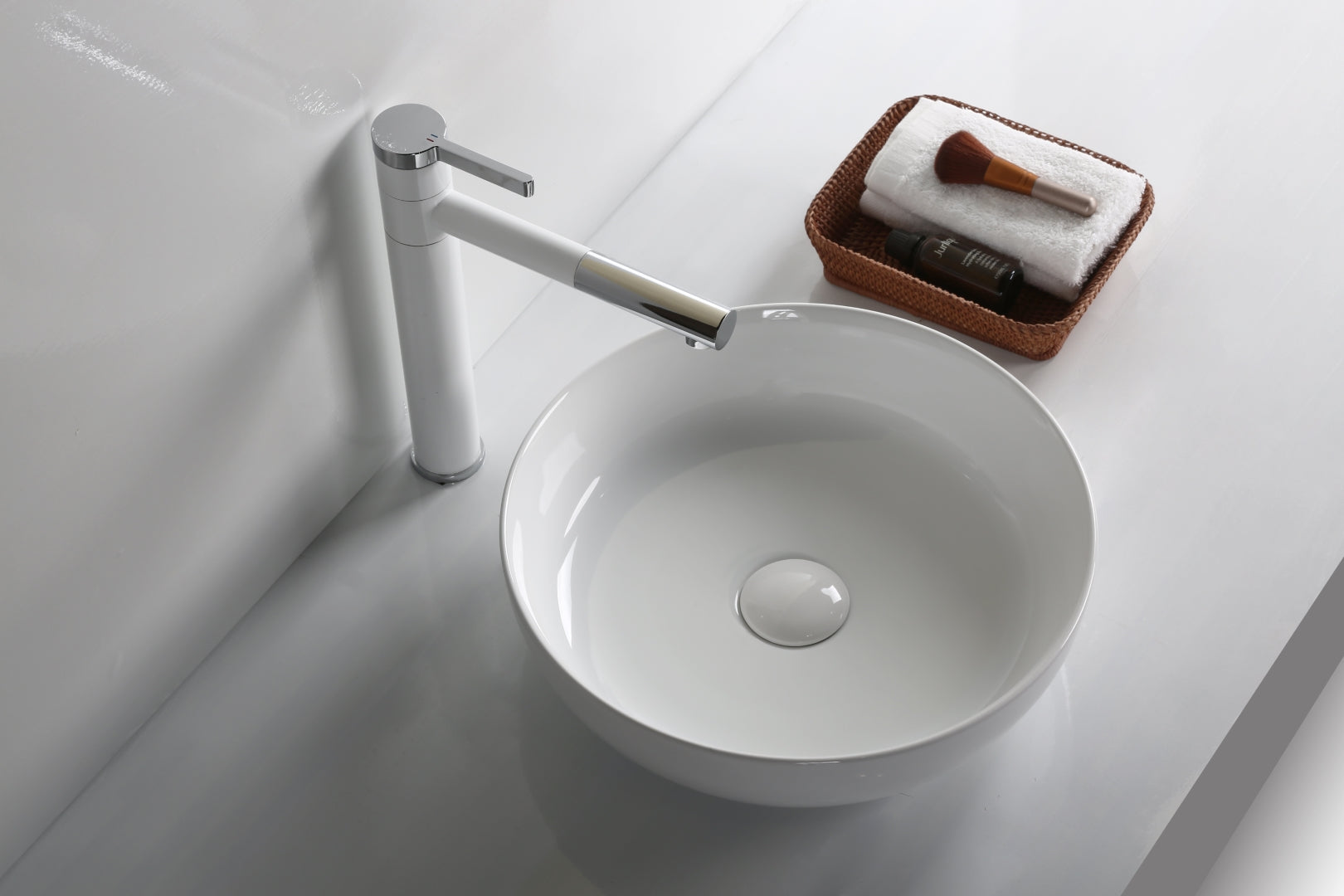 INFINITY CERAMIC BASIN ABOVE COUNTER ROUND GLOSS WHITE 375MM