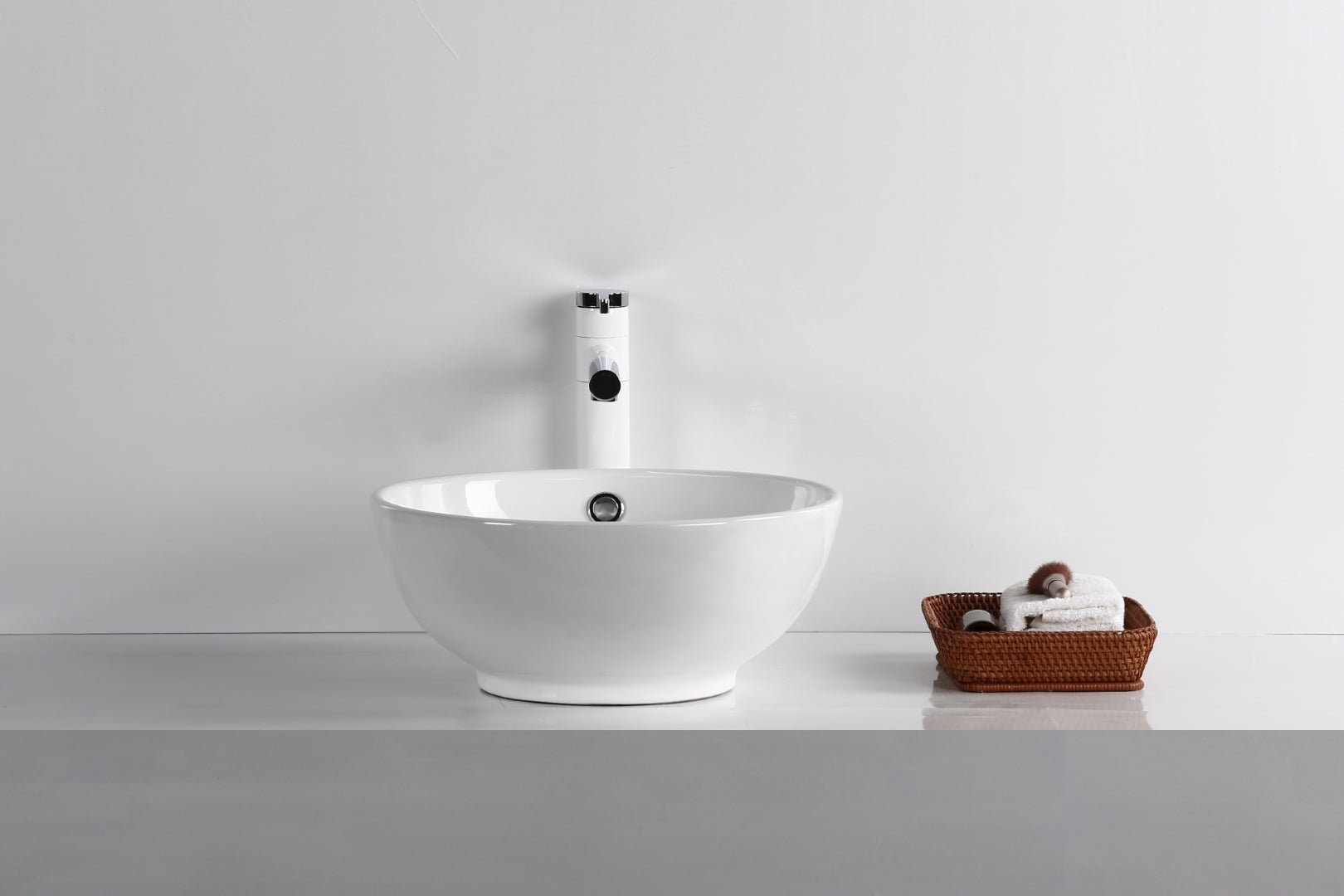 INFINITY CERAMIC BASIN ABOVE COUNTER ROUND GLOSS WHITE 380MM