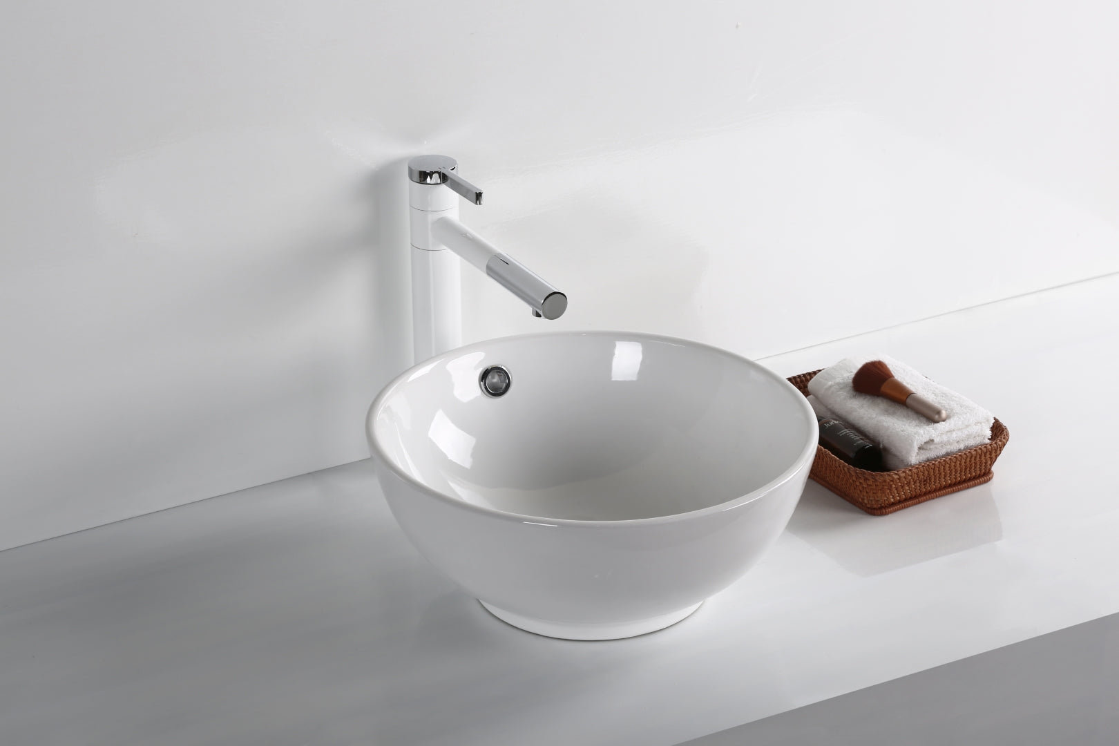 INFINITY CERAMIC BASIN ABOVE COUNTER ROUND GLOSS WHITE 380MM