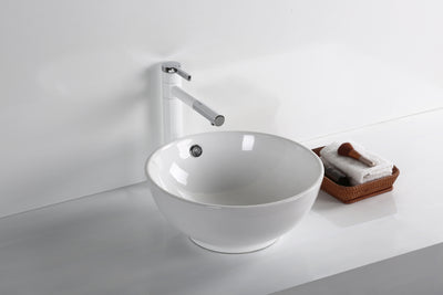 INFINITY CERAMIC BASIN ABOVE COUNTER ROUND GLOSS WHITE 380MM