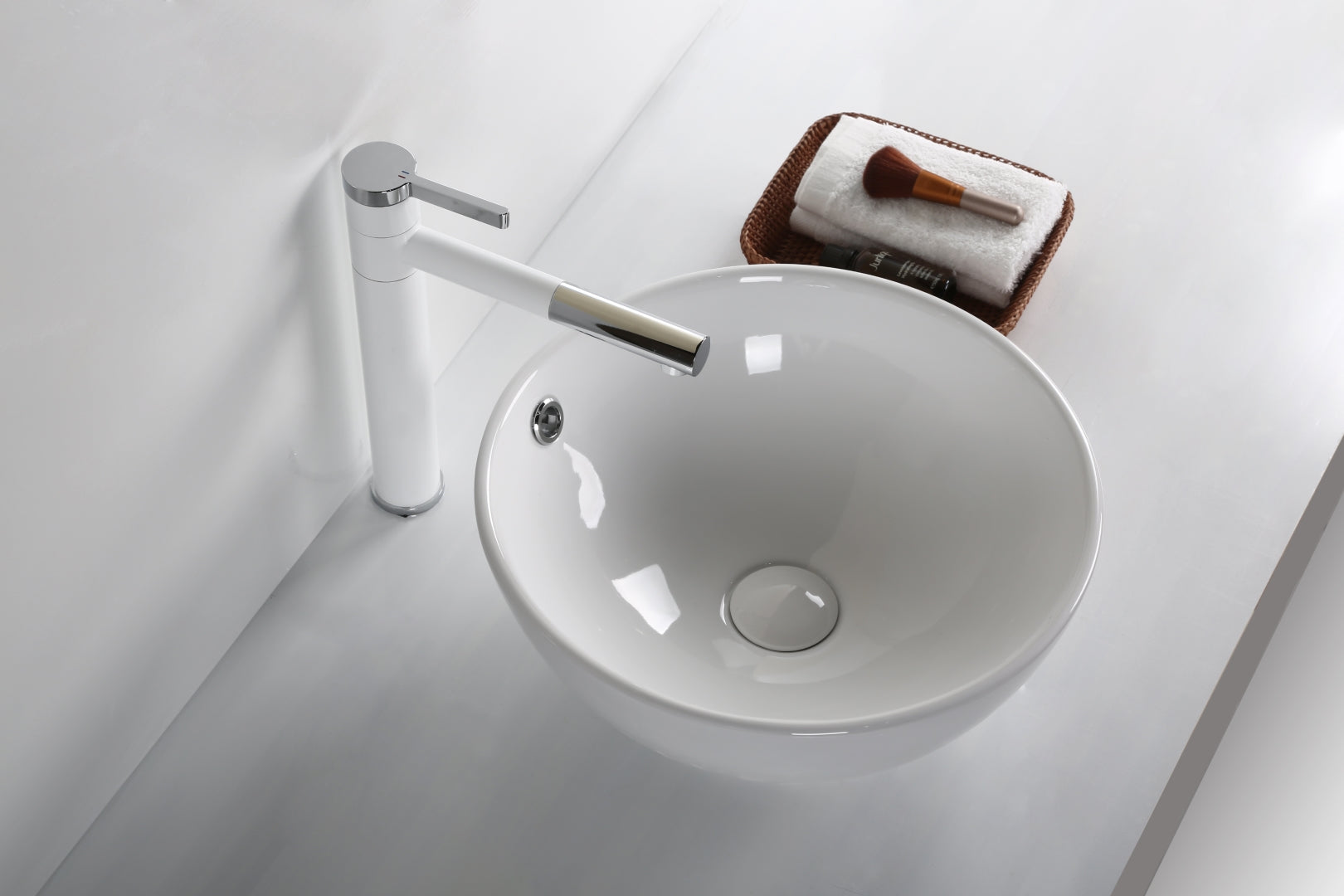 INFINITY CERAMIC BASIN ABOVE COUNTER ROUND GLOSS WHITE 380MM