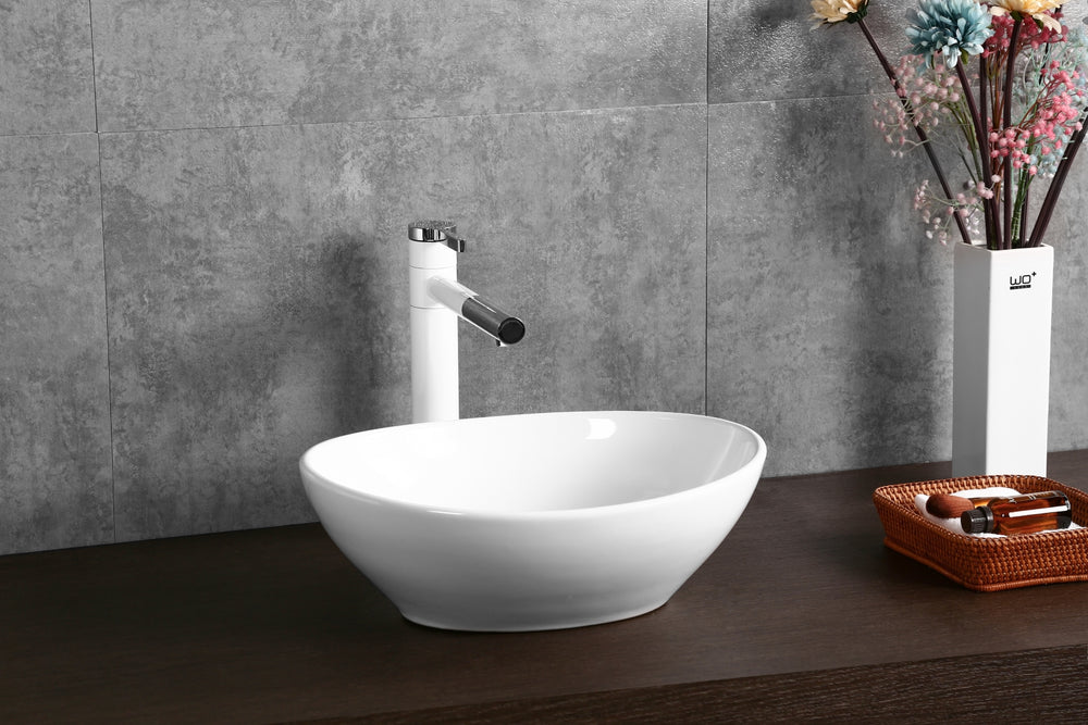 INFINITY CERAMIC BASIN ABOVE COUNTER OVAL GLOSS WHITE 410MM