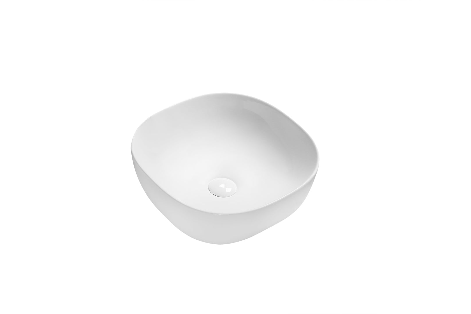 INFINITY CERAMIC BASIN ABOVE COUNTER SQUARE GLOSS WHITE 410MM