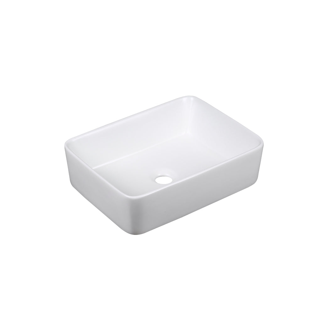 INFINITY CERAMIC BASIN ABOVE COUNTER RECTANGULAR GLOSS WHITE 475MM