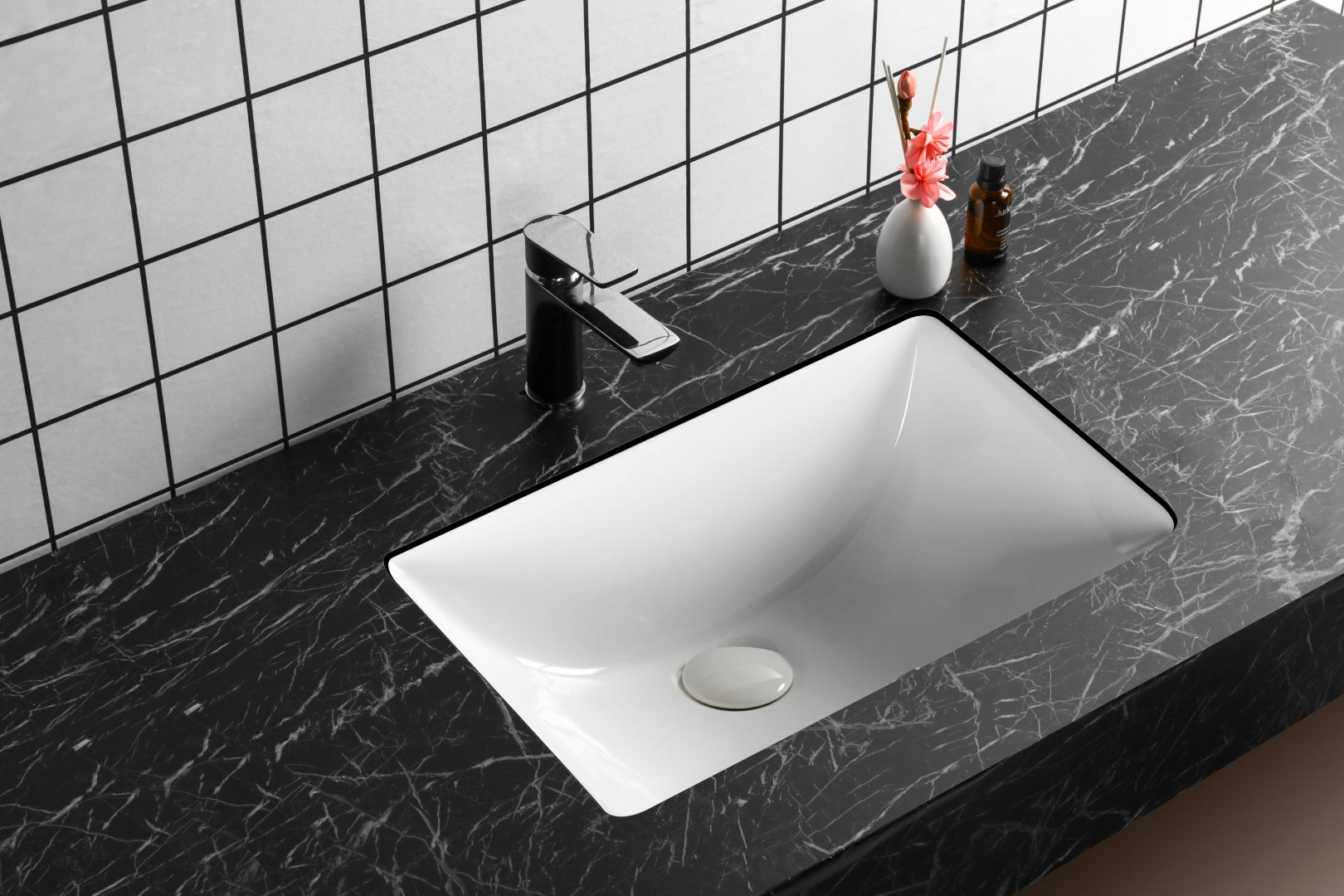 INFINITY CERAMIC BASIN RECTANGULAR GLOSS WHITE 475MM