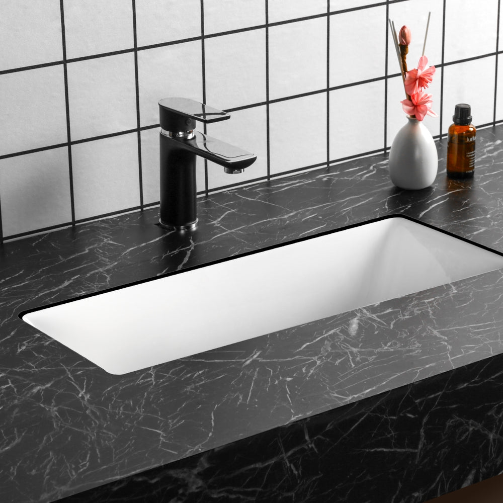 INFINITY CERAMIC BASIN RECTANGULAR GLOSS WHITE 475MM