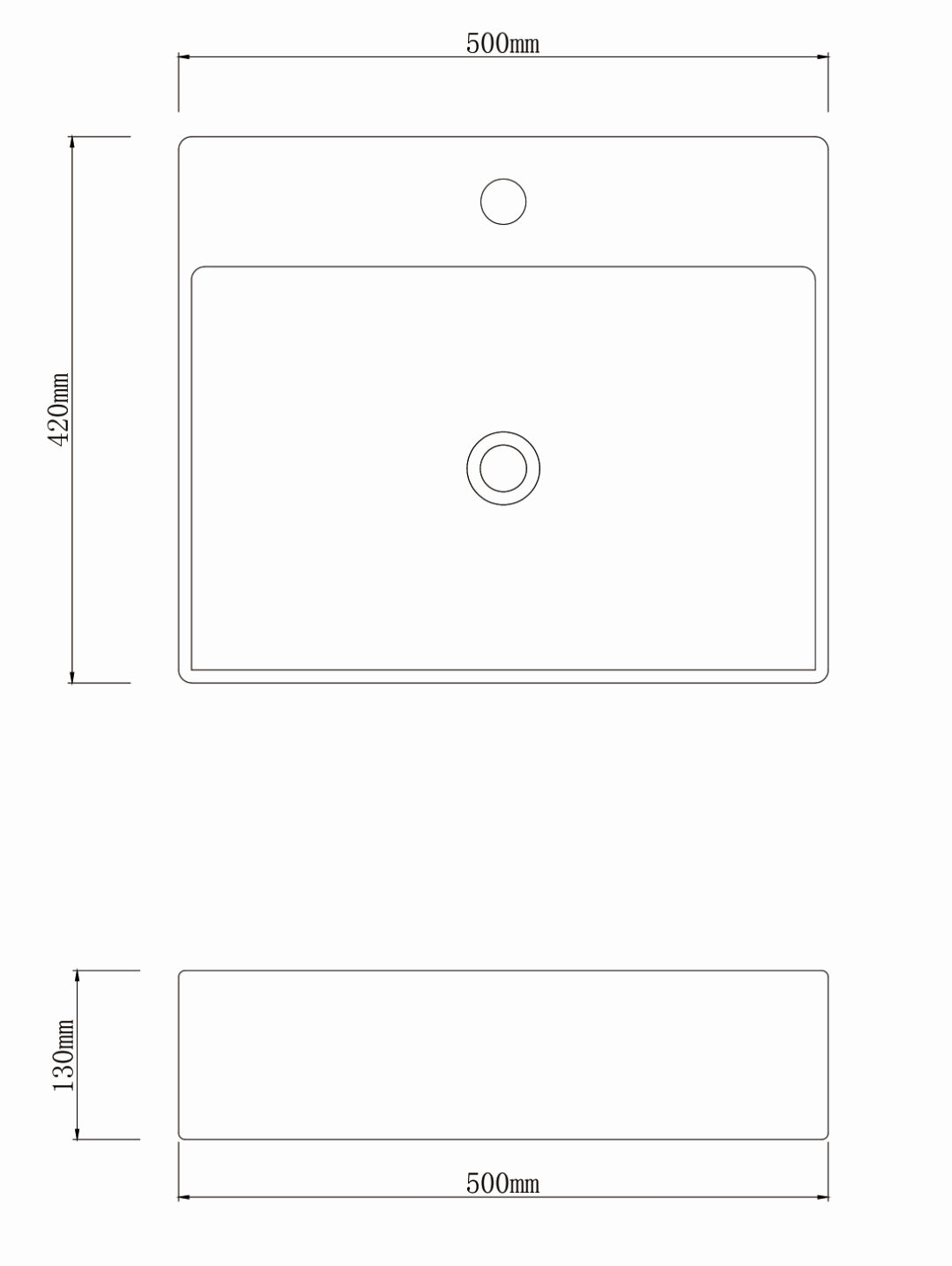 INFINITY CERAMIC BASIN RECTANGULAR WHITE 500MM
