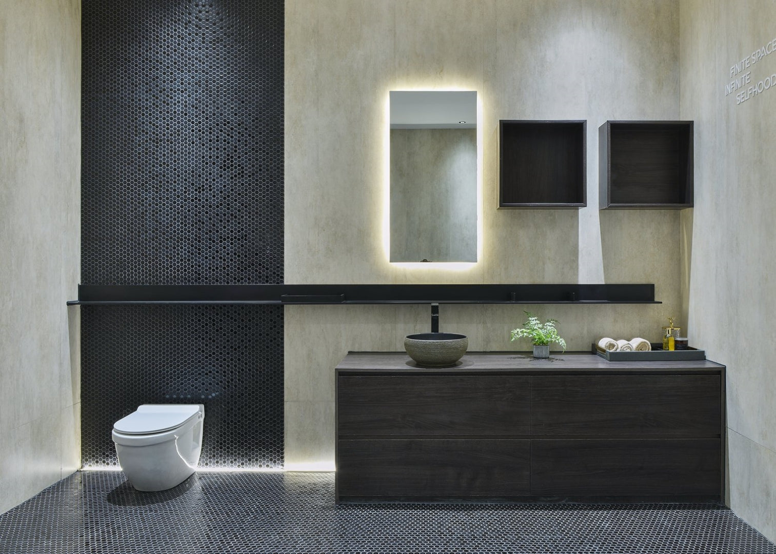 INFINITY ART BASIN PORCELAIN ROUND BLACK 340MM