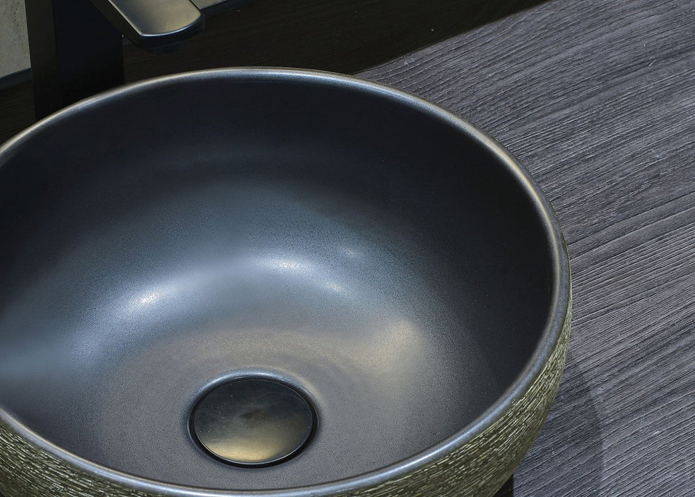 INFINITY ART BASIN PORCELAIN ROUND BLACK 340MM