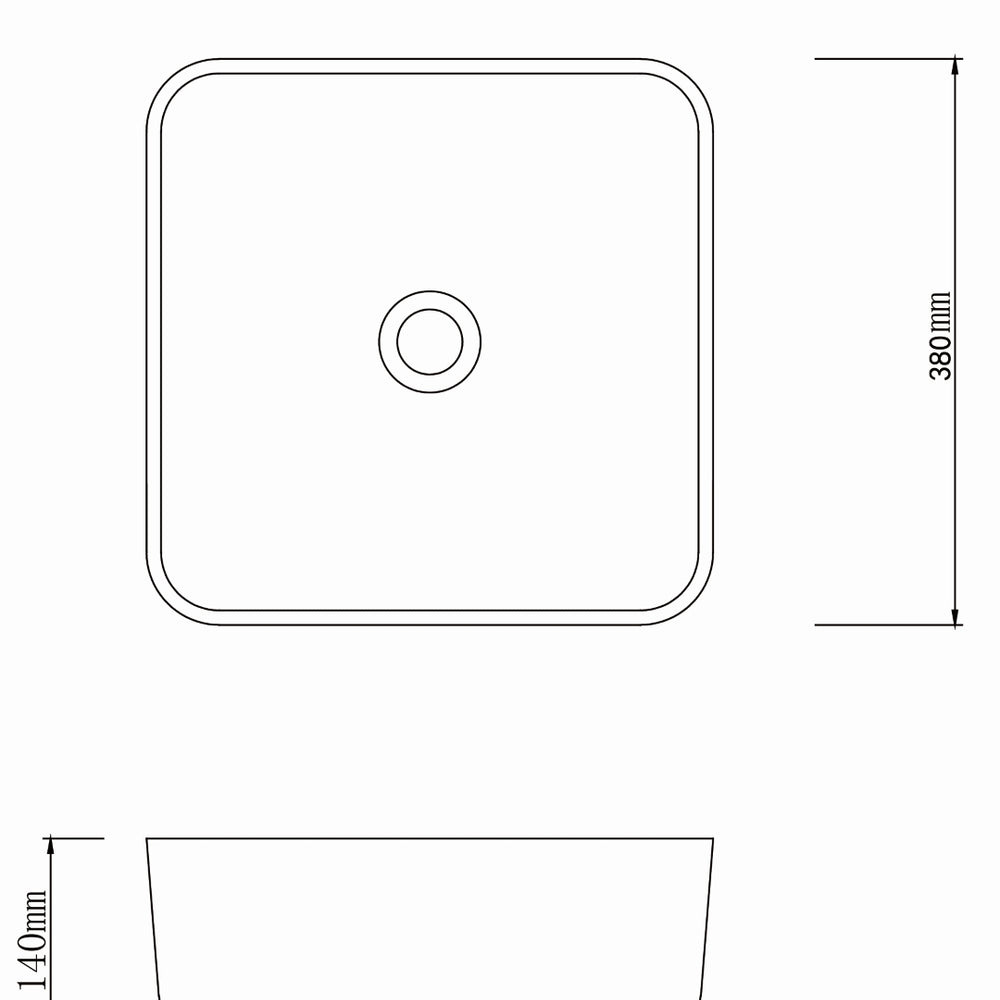 INFINITY ART BASIN PORCELAIN SQUARE BLACK 380MM