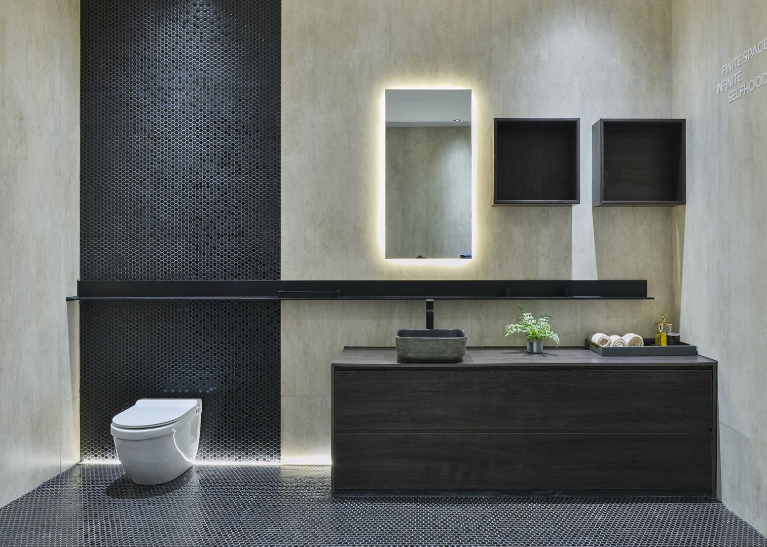 INFINITY ART BASIN PORCELAIN SQUARE BLACK 380MM