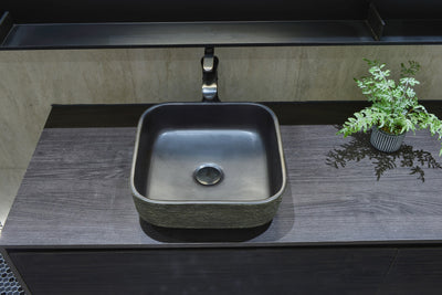 INFINITY ART BASIN PORCELAIN SQUARE BLACK 380MM