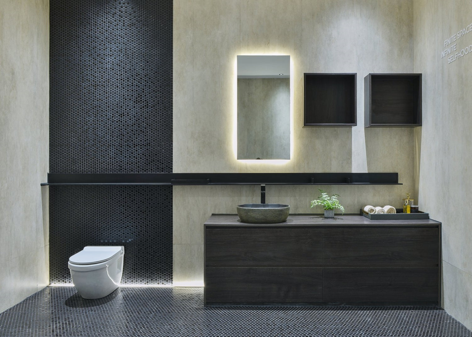 INFINITY ART BASIN PORCELAIN OVAL BLACK 475MM