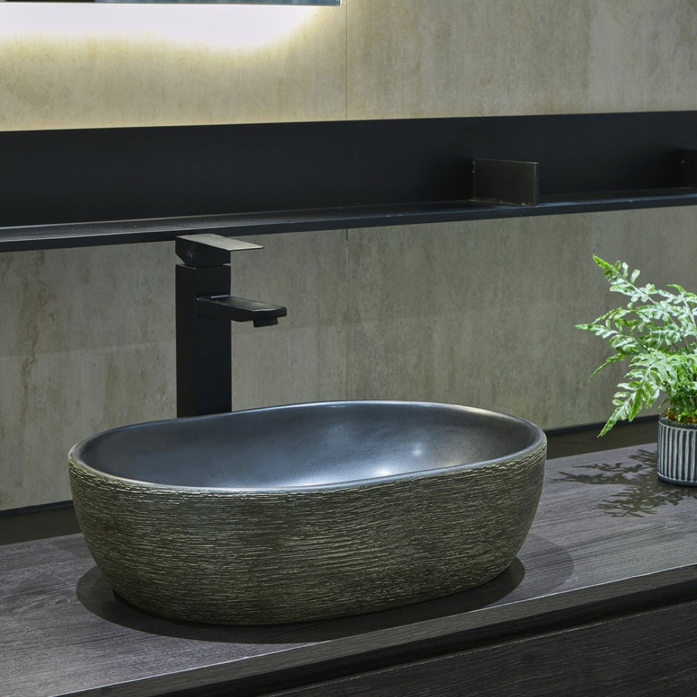 INFINITY ART BASIN PORCELAIN OVAL BLACK 475MM