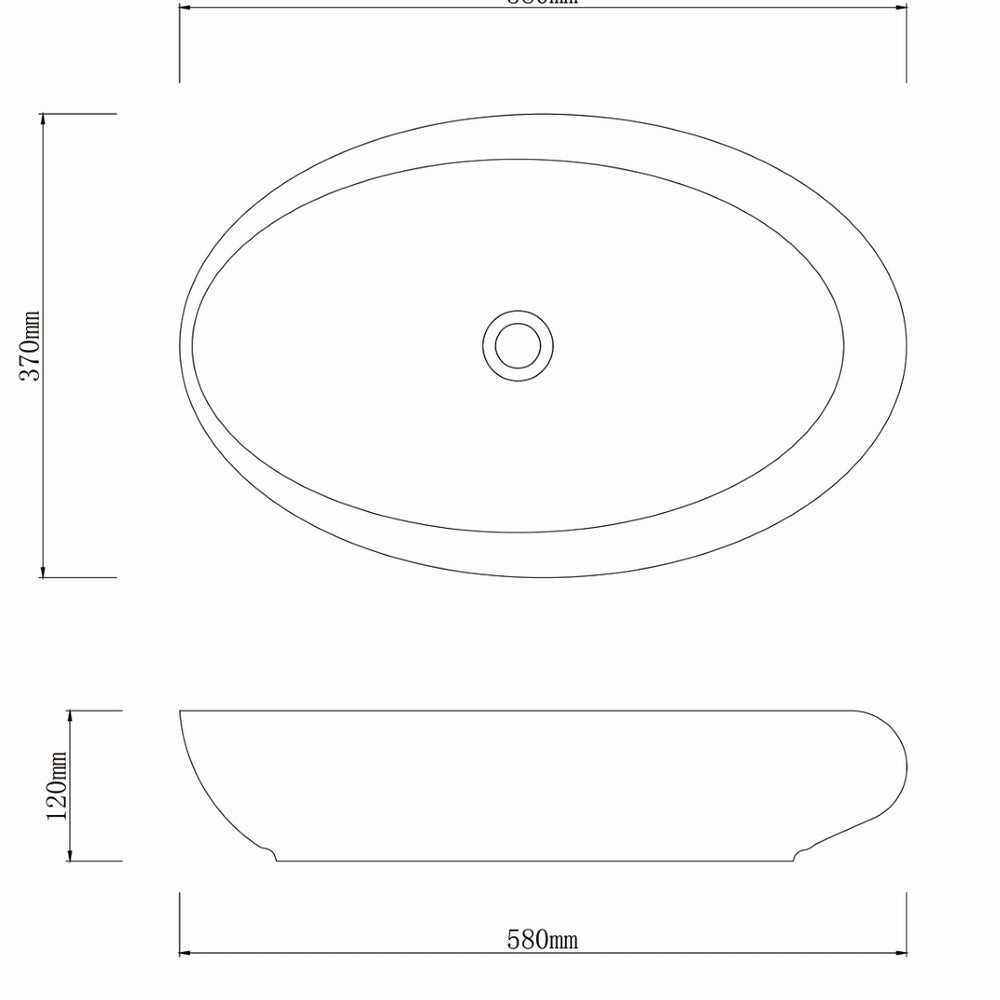 INFINITY ART BASIN PORCELAIN OVAL BLACK 580MM
