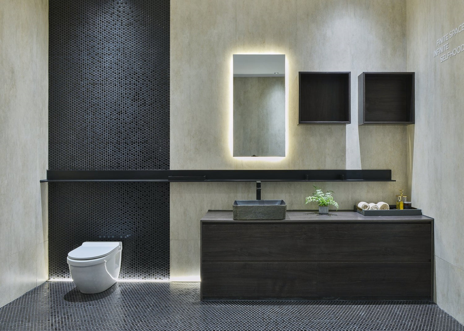 INFINITY ART BASIN PORCELAIN RECTANGULAR BLACK 470MM