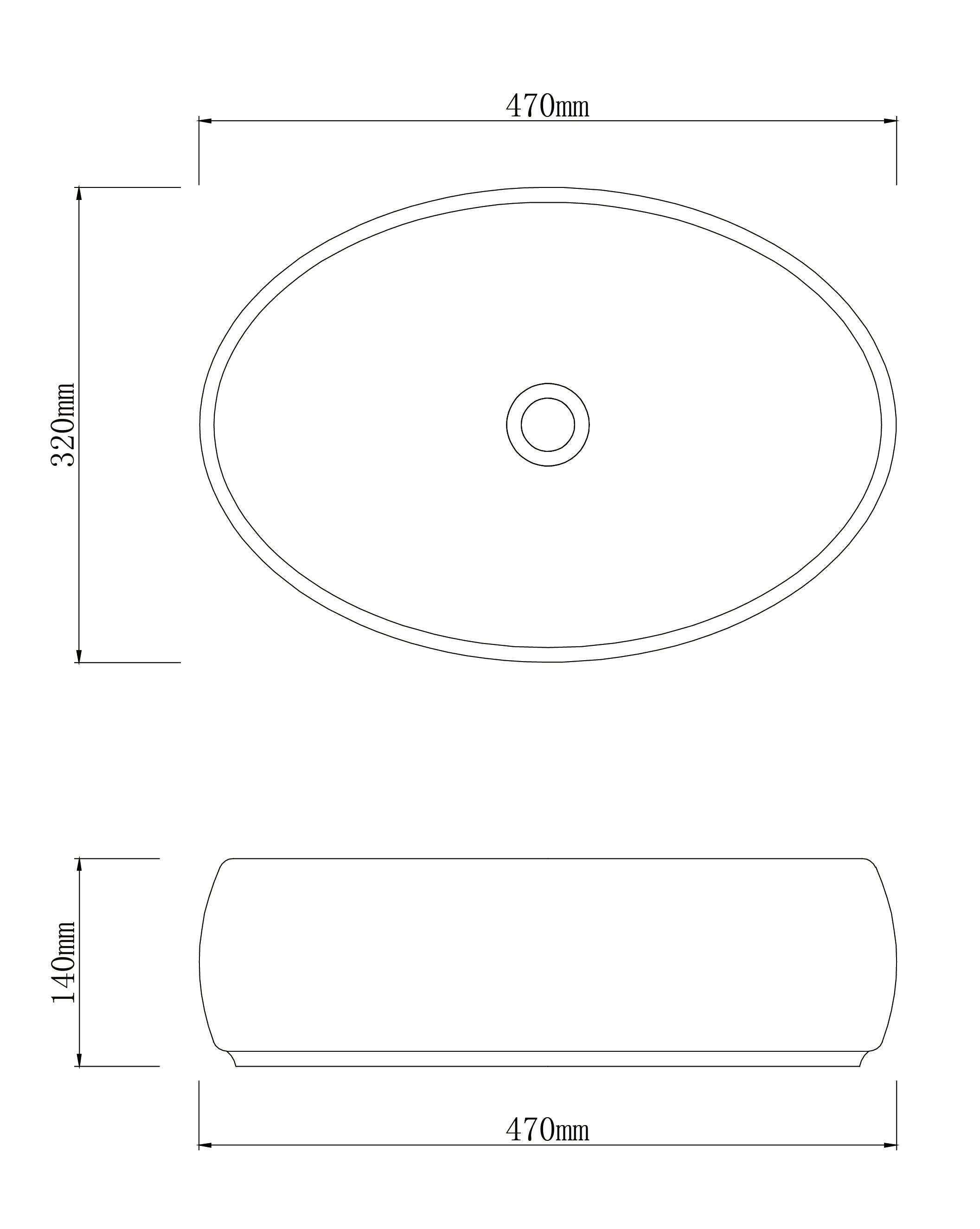 INFINITY ART BASIN PORCELAIN OVAL 470MM