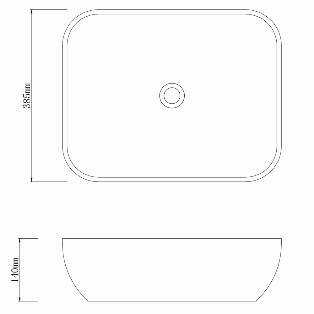 INFINITY ART BASIN PORCELAIN RECTANGULAR 490MM