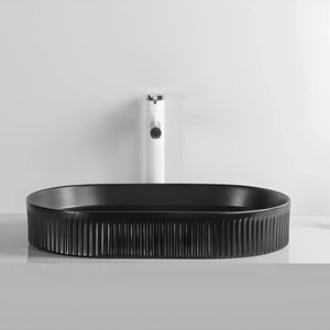 INFINITY CERAMIC ART BASIN OVAL ABOVE COUNTER MATTE BLACK 580MM